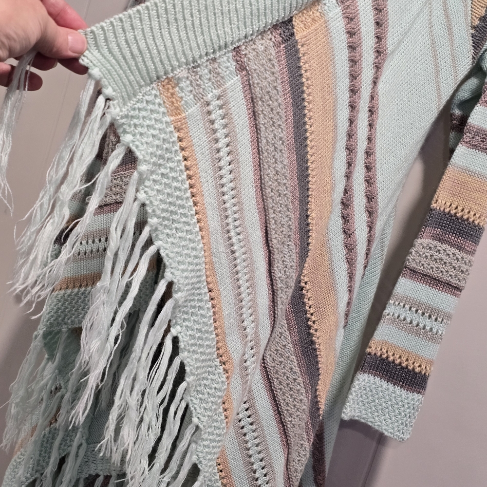 SALE!! Boho Chic Striped Fringe Cardigan - Picture 6 of 7